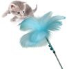 15.75in Cat Toys Funny Cat Teaser Wand Beads Fake Feather Decor Cat Teaser Toy Cat Training Toy Pet Supplies 10 Colors-knewpets