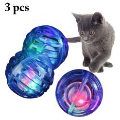 3 Pcs Cat Bell Ball Cat Toy Glare Sound Toy Ball Glow Pet Funny Cat Toy Hollow Ball Rolling Blue Glare 2019 New Arrive-knewpets