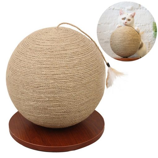 Pet Toys Creative Natural Sisal Ball Feather Decor Cat Scratching Toy Pet Toy For Cat Pet Training Supplies-knewpets