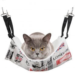 Fashion Printing Cat Hammock Creative Adjustable Warm Fleece Pet Cage Hammock Pet Hanging Bed Suitable For Less Than 6kg-knewpets