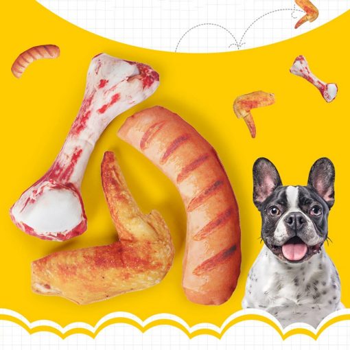 Grilled Chicken Wings Sausage Shape Toy Dog Chew Toy Simulated Food Dog Squeaky Toy Pet Play Toy Supplies For Puppy Teething-knewpets