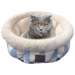 Ultra Soft Geometric Pattern Washable Pet Bed Deep Sleep Pet Teddy Doll Dog Cat Nest Semicircular Style Winter Bed-knewpets