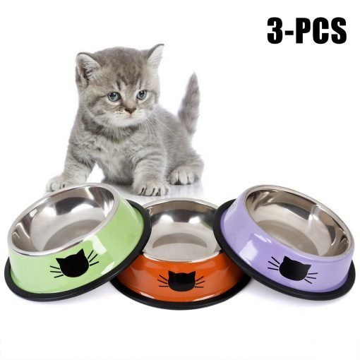 New Pet Product For Dog Cat Bowl Stainless Steel Anti-Skid Pet Dog Cat Food Water Bowl Pet Feeding Bowls Tool Pet Feed Supplies-knewpets