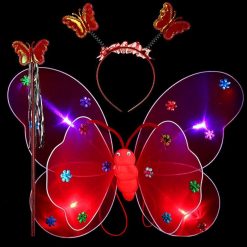 Fashion Girls Fairy Costume Set Creative Butterfly Luminous Wing With Wand & Headband Fashion Party Clothing Accessories-knewpets