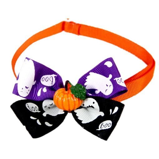 Cat Dog Bow Tie Fashion Cartoon Pumpkin Ghost Witch Printing Pattern Adjustable Pet Bowtie Pet Collar Tie For Halloween Cosplay-knewpets